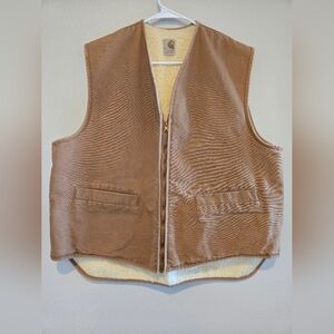 Vintage Carhartt Tan Sherpa Work Vest Size XL